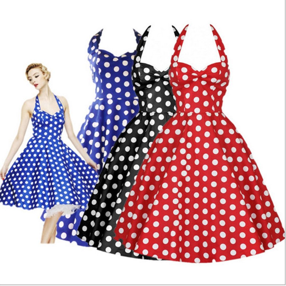 Falda mujer Audrey Hepburn estilo años 50 60 s sin mangas vestido de lunares sin