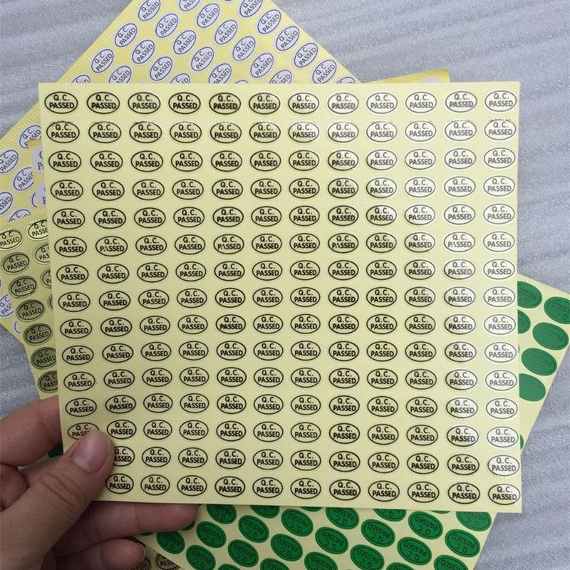 2700pcs ROHS Sticker Oval 9*13mm Green Color Black Font Coated Paper Sticker 