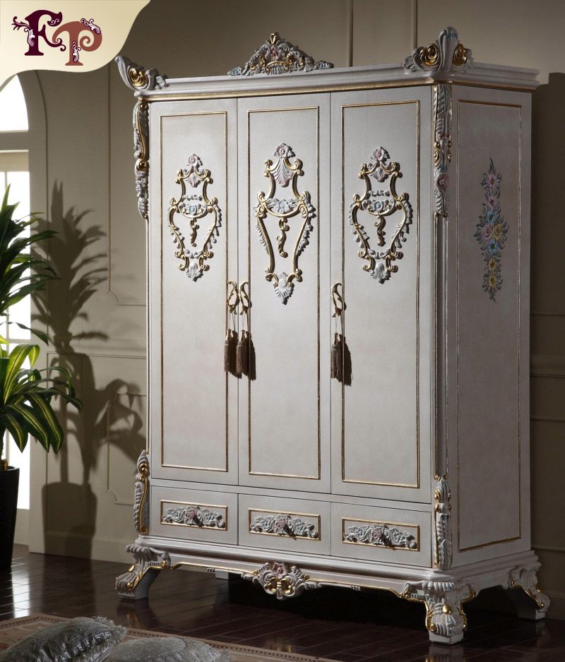 2021 Antique Classic Furniture Baroque Wardrobe Italian Bedroom