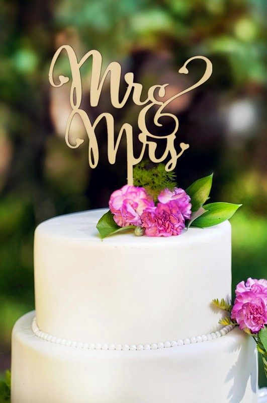 et Mme Cake Topper Personalised rustique en bois mariage cœur Gâteau Décoration M