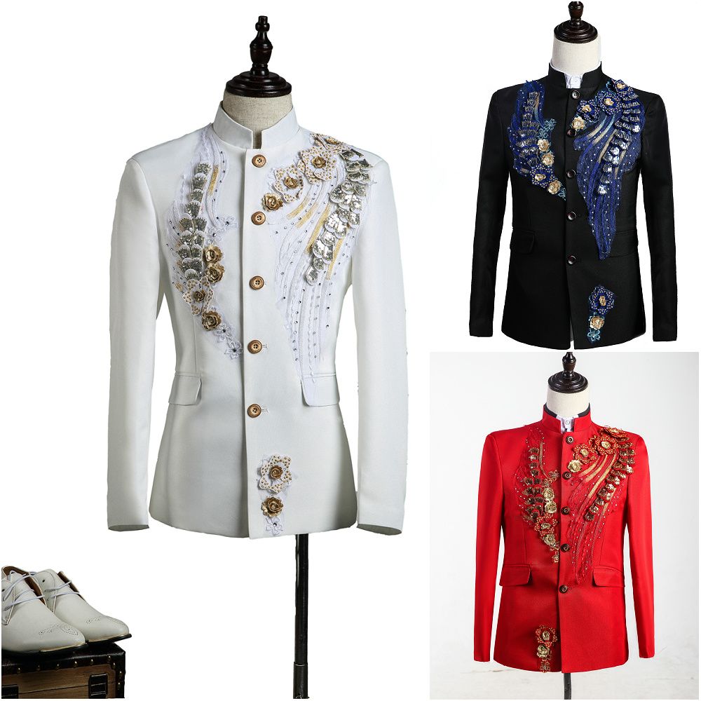 Compra De Gama Alta Personalizada Negro / Rojo / Blanco Para Hombre Trajes  De Príncipe Chino Traje De Túnica Paillette Bordado Medieval Para Hombre  Traje De Época Barato | Entrega Rápida Y