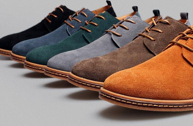 Men's Suede Business Oxfords Leather Shoes Casual Lace Up Flats Dress Loafers 