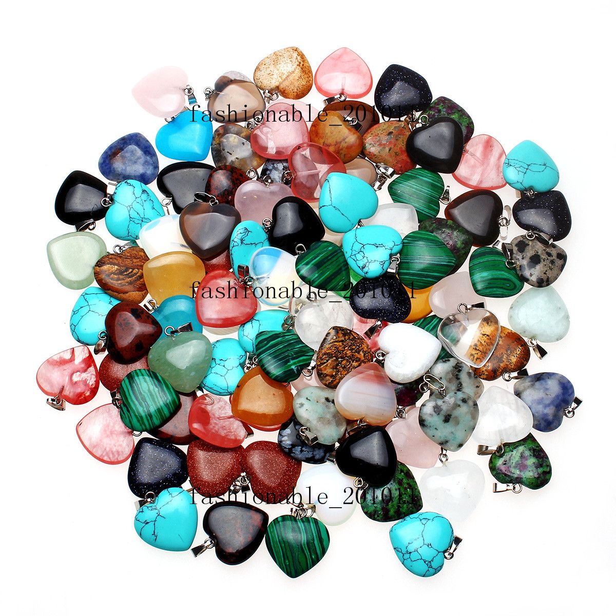 2021 Wholesale Gift Love Heart Natural Gemstone Pendants