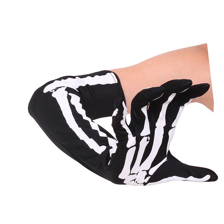 Halloween Skeleton Bone Fancy Dress Black Gloves Accessories