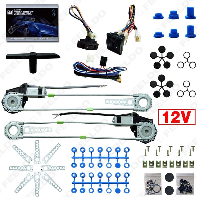 2021 LEEWA Universal Front 2 Doors Car Auto Electric Power Window Kits With Set Switches And
