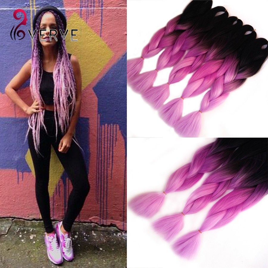 24inch 100g Pcs Ombre Braid Synthetic Hair Extensions 100