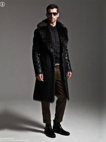 mens leather fur coat