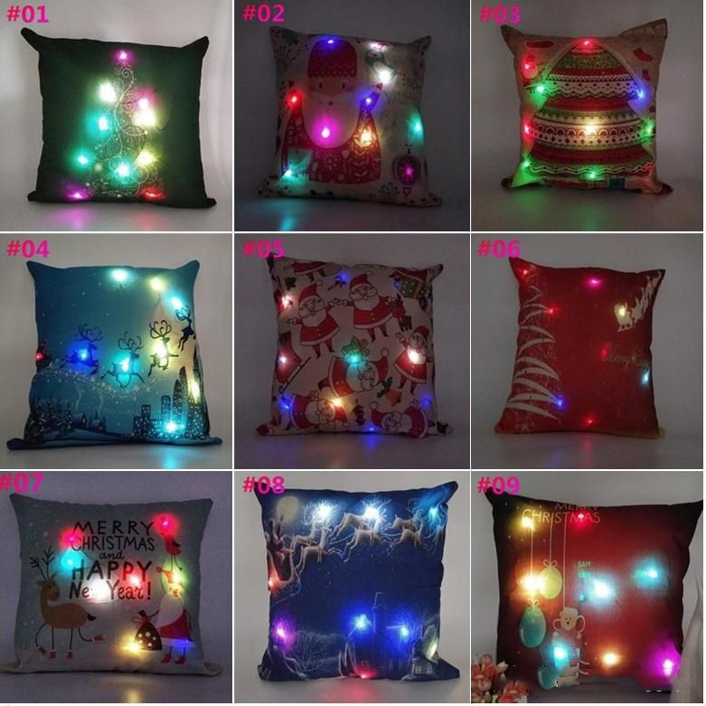 45cm Light Up Cushion Cover Led Merry Christmas Glow Throw Led