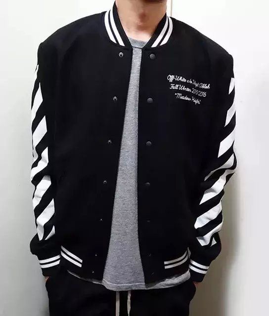 off white college jacket