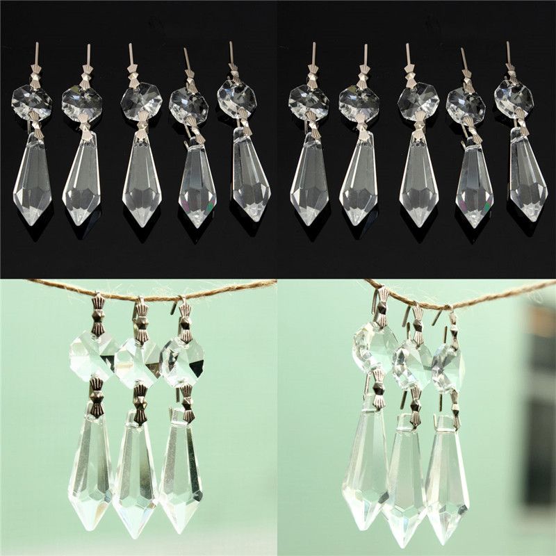 Clear 50pcs 1.5*1 inch Chandelier Glass Crystal Lamp Prisms Hanging Drop Pendant