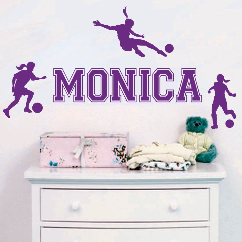 Custom Personalized Name Girl Soccer Sports Wall Stickers Living
