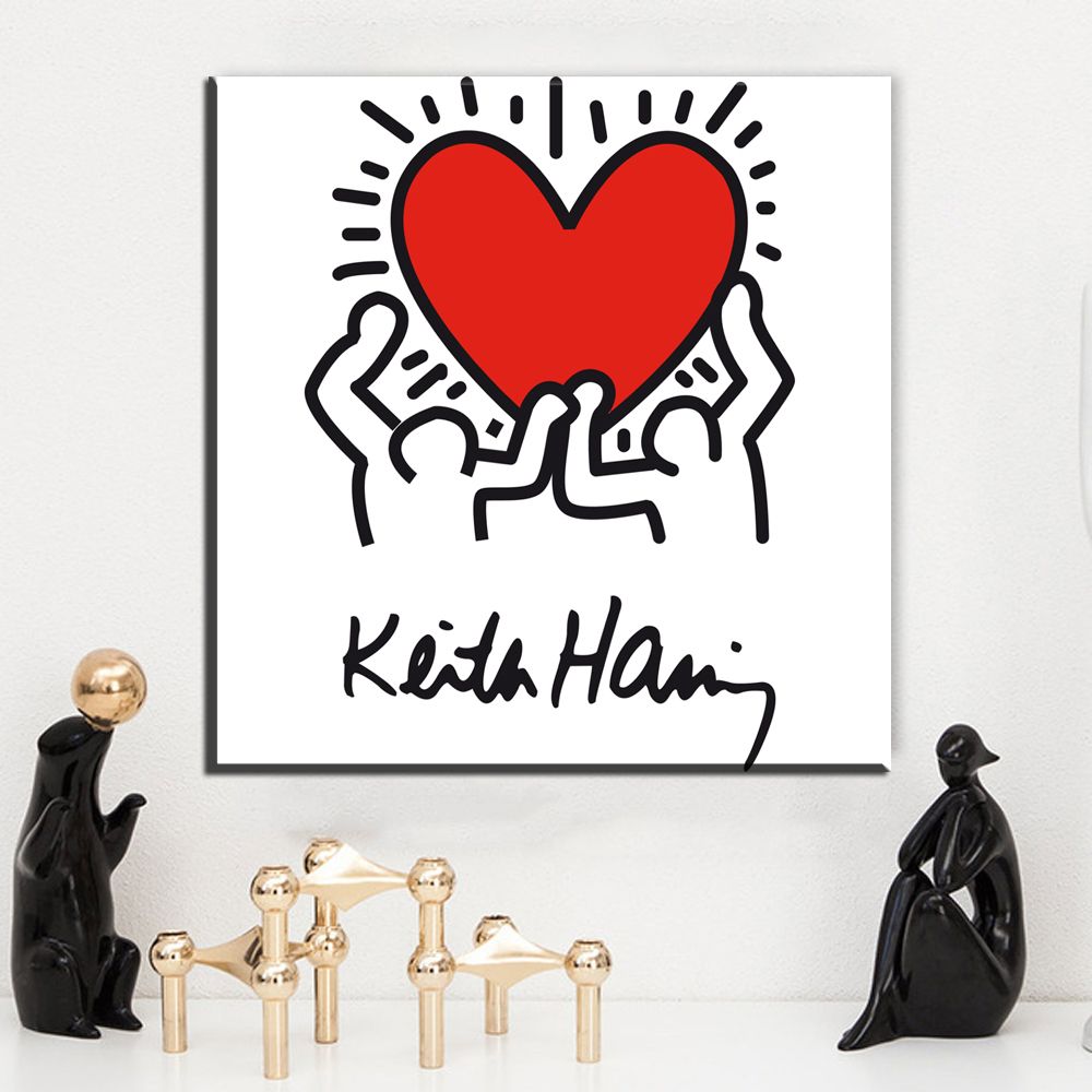 XIXISA Art Keith Haring peinture abstraite Affiches et Impressions créatives minimaliste mur Art Toile Photos Pour Salon Chambre 50x50 cm sans Cadre
