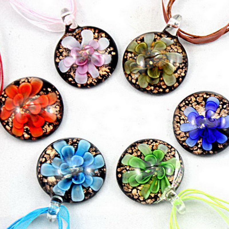 Wholesale Clear Dichroic Glitter Glass Pendants Necklace
