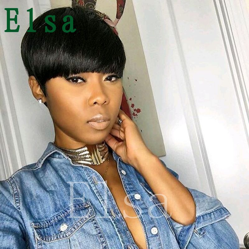 Short Hair Baby Hairstyles 100 Remy Human Hair Womens Full Wig Short Women Wigs Black Color None Lace Wig Remy Human Hair Freetress Lace Front Wigs