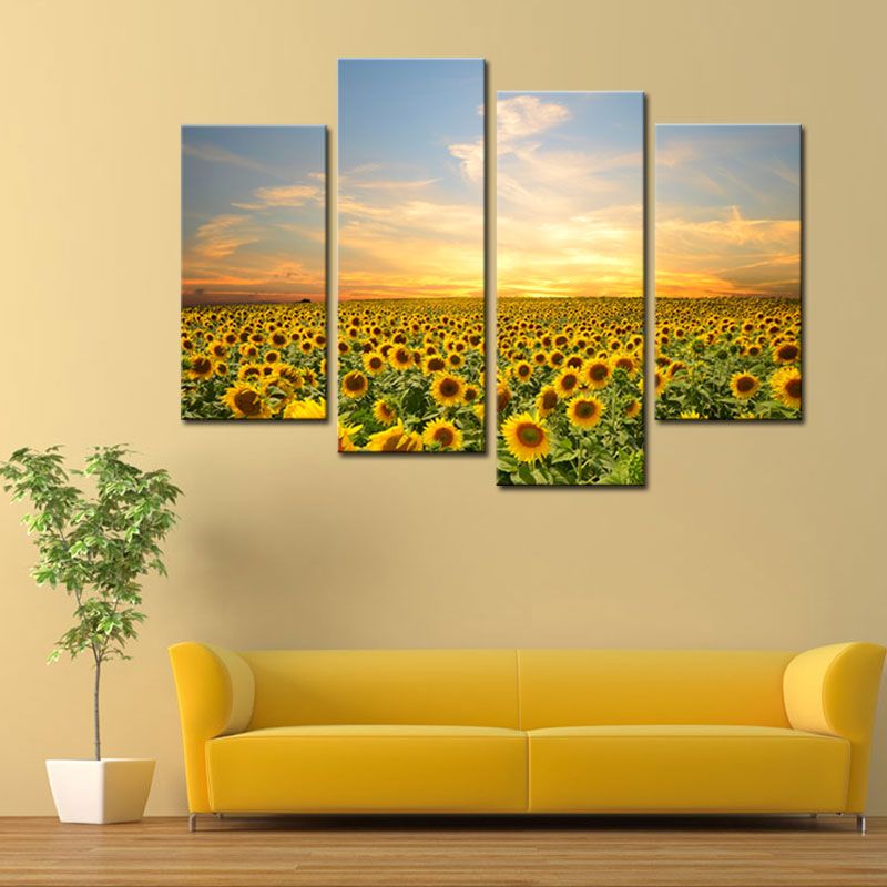2019 Wall Art Print Sunflowers Canvas Prints Artwork Landscape Pictures Paintings On For Home Living Room Decor Unframed From