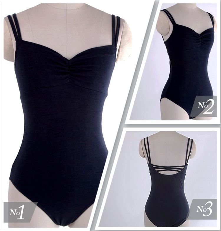Double Strap Dance Leotard Black