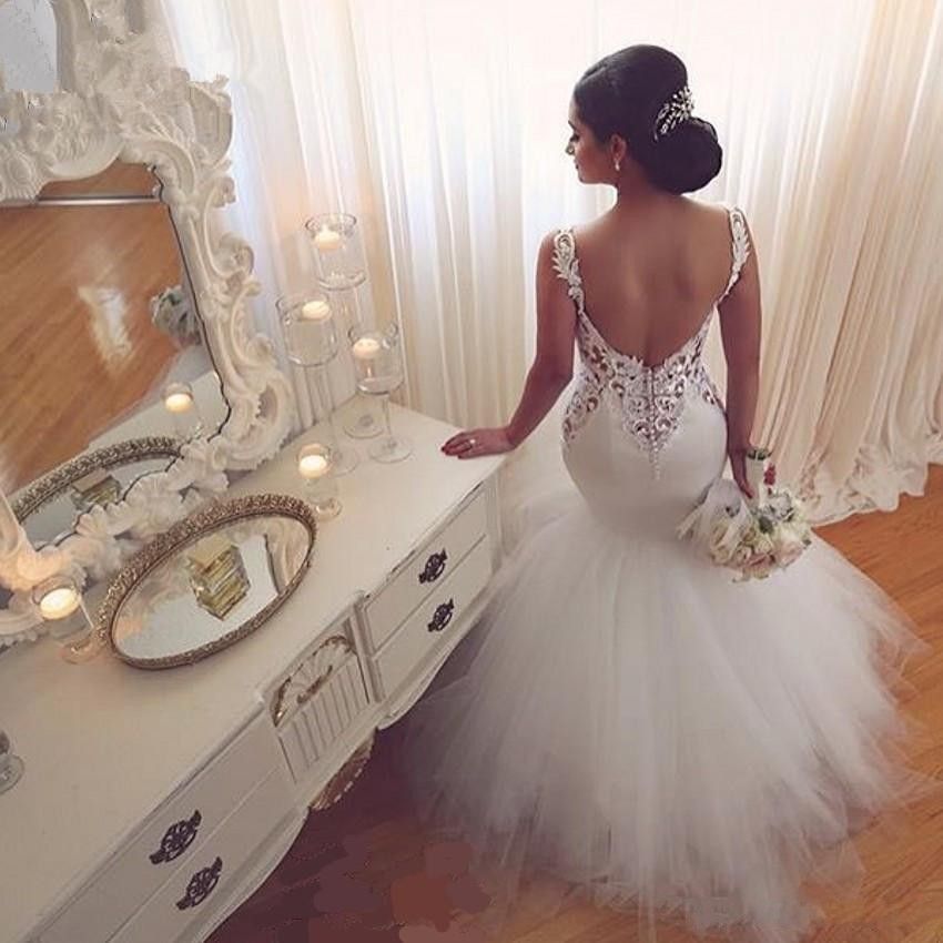 2019 Arabic Glamorous Mermaid Goddess Lace Wedding Dresses