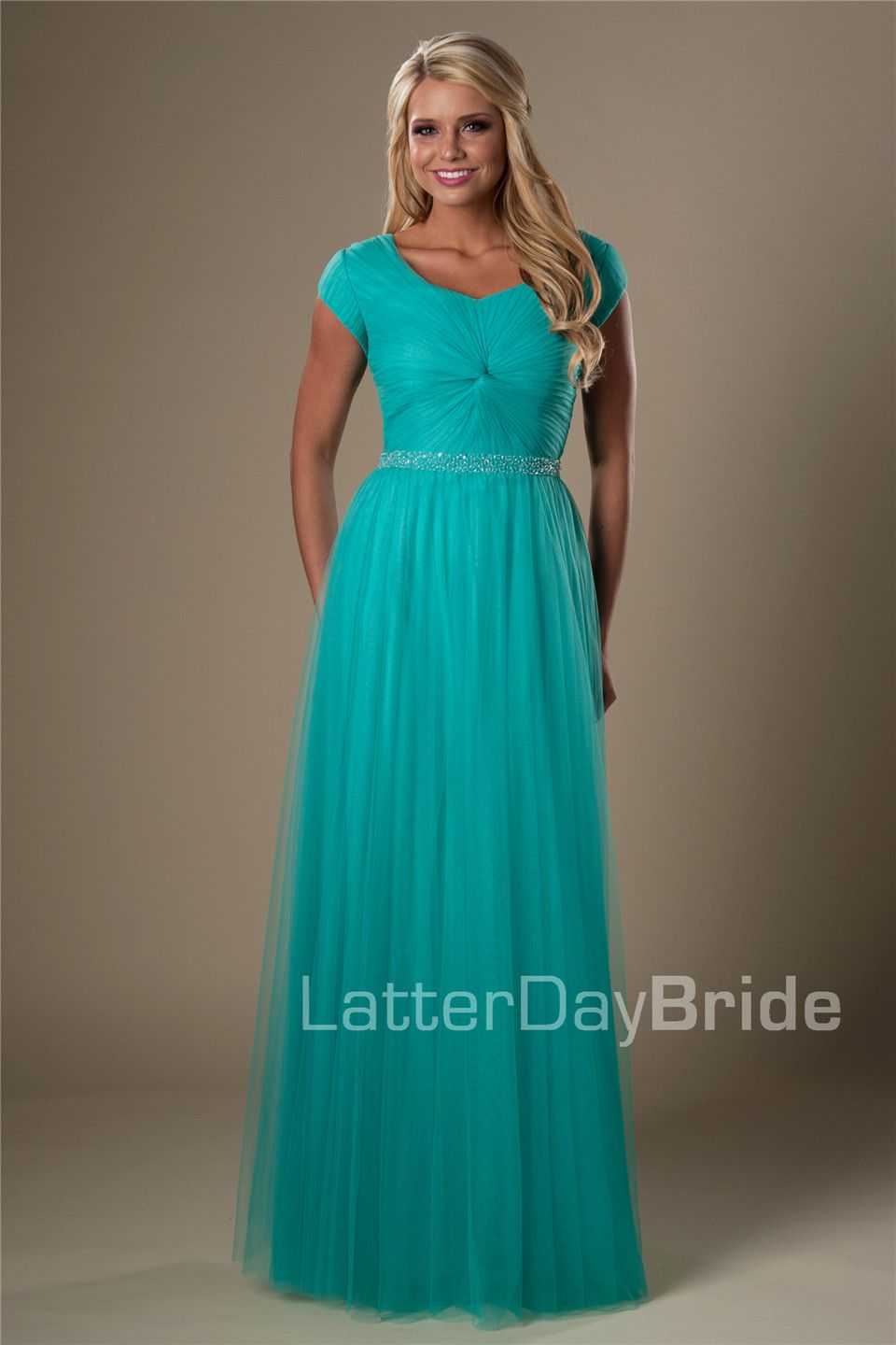 modest teal dress