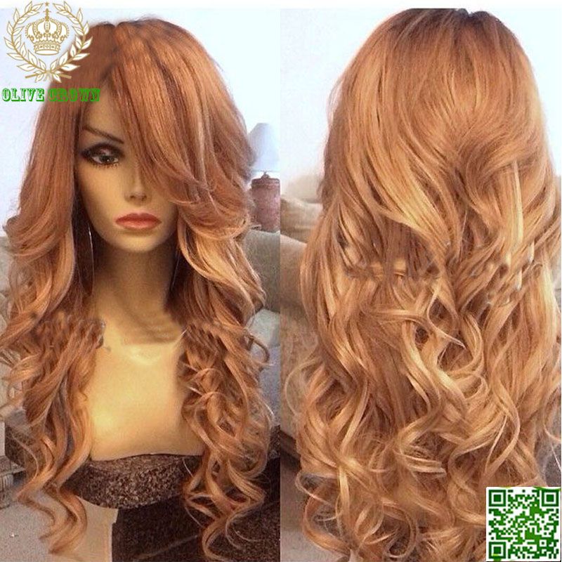 Honey Blonde Full Lace Wig Human Hair Loose Wave Brazilian Wavy