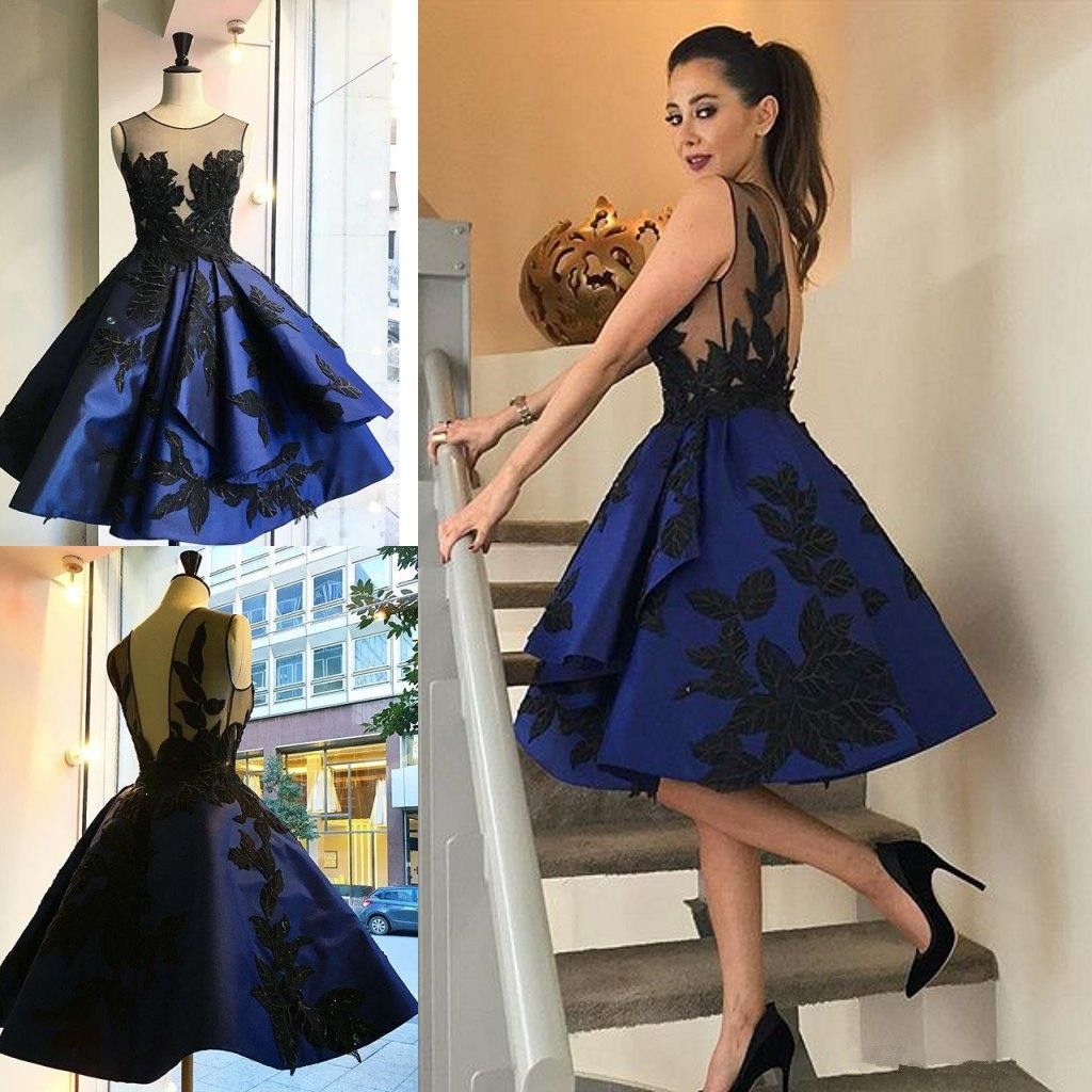 black and navy blue dress