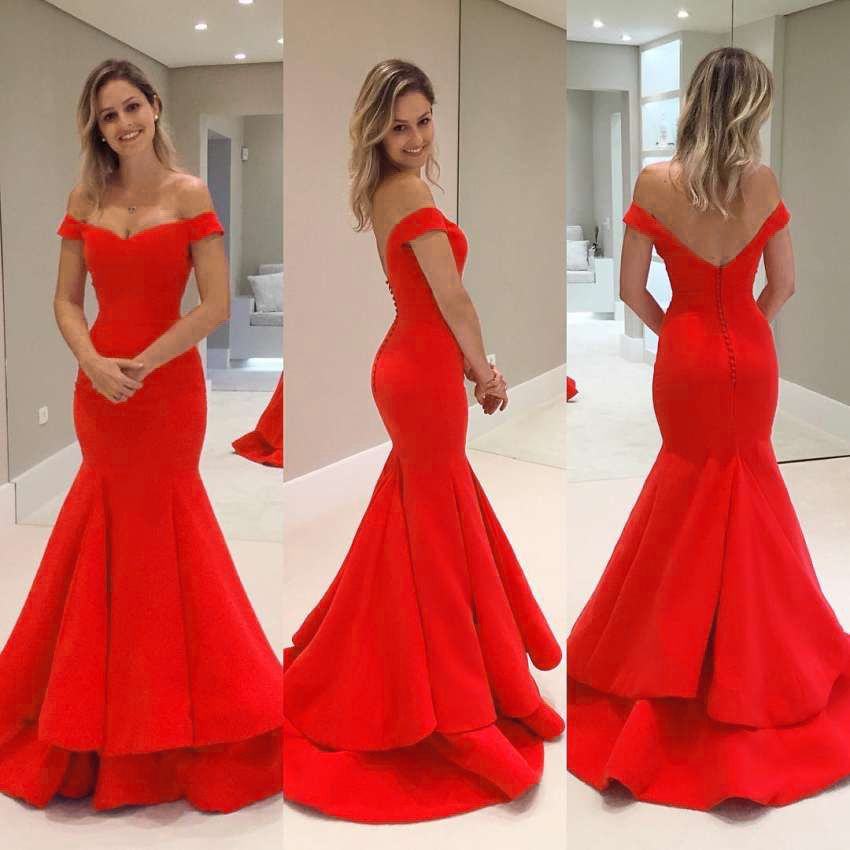vestido cauda de sereia vermelho