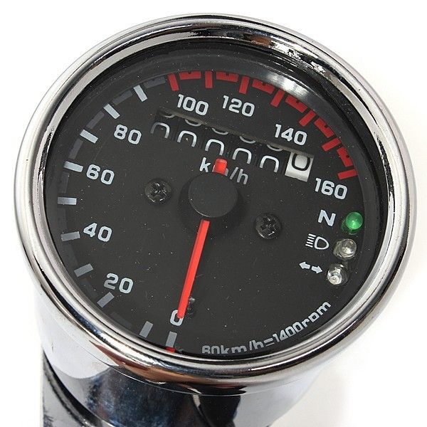 metallo Tachimetro per moto doppio contachilometri con indicatore 12V universale in plastica nera