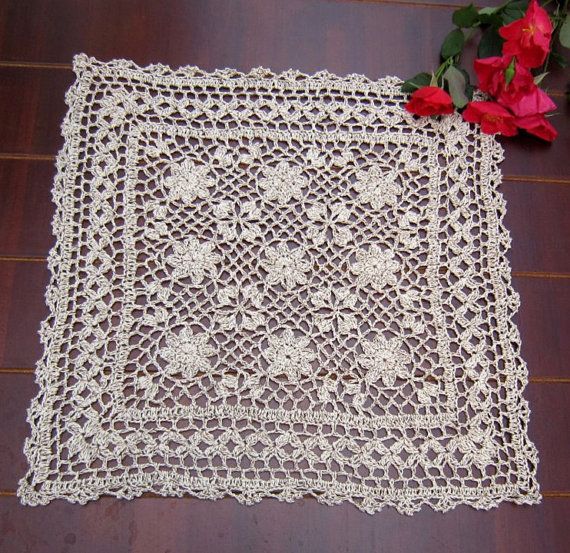 New Crochet Pattern Crocheted Square, How To Make A Square Table Topper