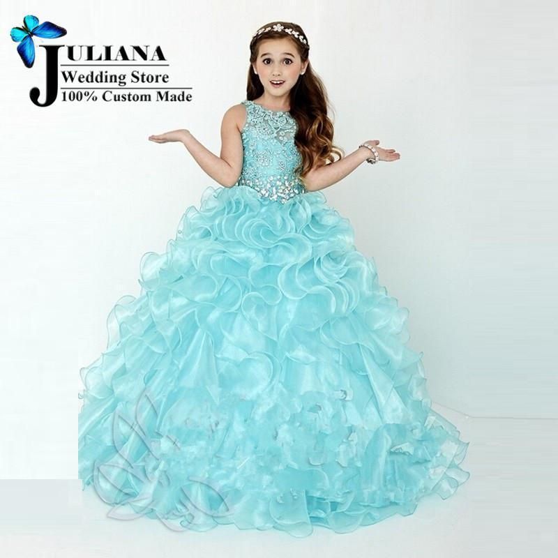 Vestidos de concurso para meninas vestido de baile Mint verde em cascata crianças vestidos de noite Vestidos de concurso para meninas vestido de baile Mint verde em cascata crianças vestidos de noite