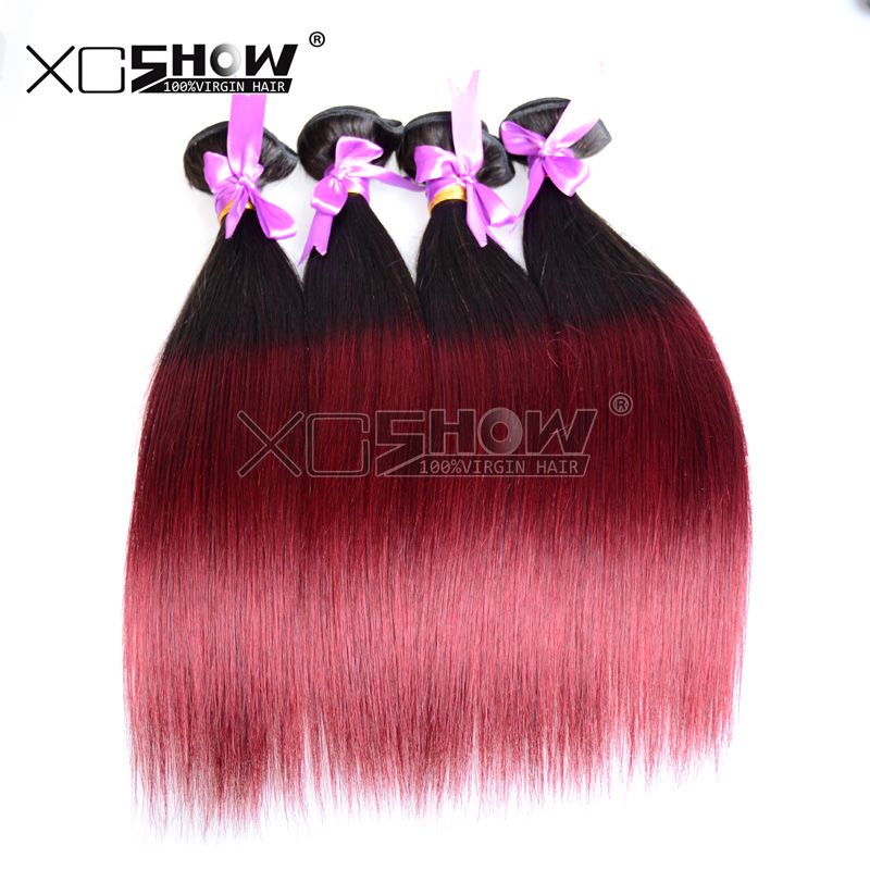 Ombre Brazilian Hair Straight Weave 7a Red Wine Hair Extensions