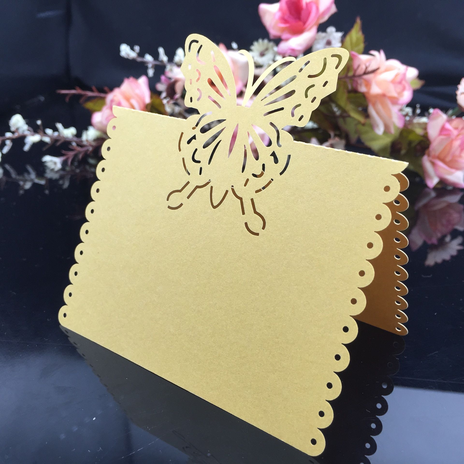 2018 Wedding Party Laser Cut Butterfly Place Settings Pearl Paper ... 2018 Wedding Party Laser Cut Butterfly Place Settings Pearl Paper ...