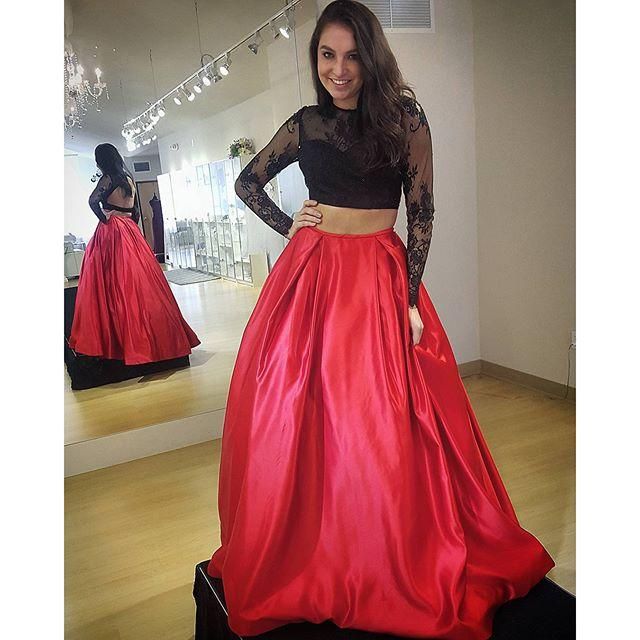 Red And Black 2 Piece Prom Dress Online ...