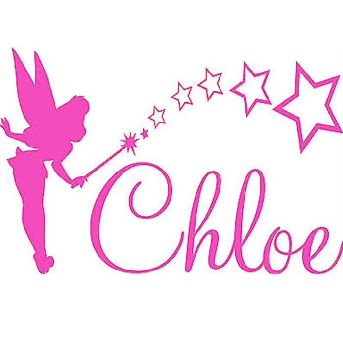 Custom Made Name Fairy Stars Wall Stickers Cartoon Figure Wall Decals  Personalised Name Wallpaper Kids Room