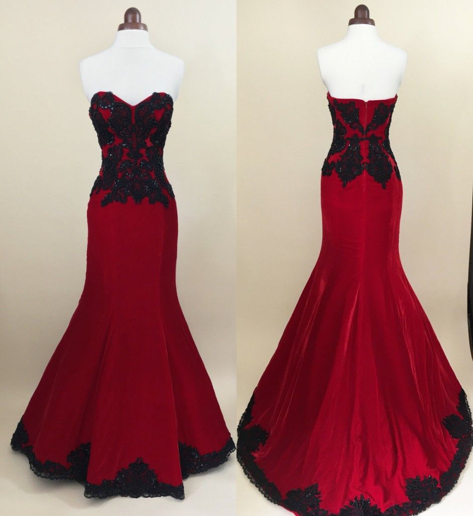 red and black mermaid dress