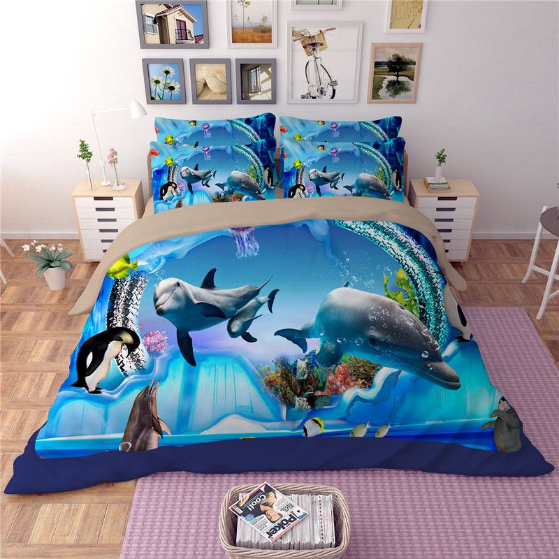 BABY PENGUINS STARS PINK COTTON BLEND USA QUEEN SIZE 230CM X 220CM - UK KING SIZE DUVET COMFORTER COVER