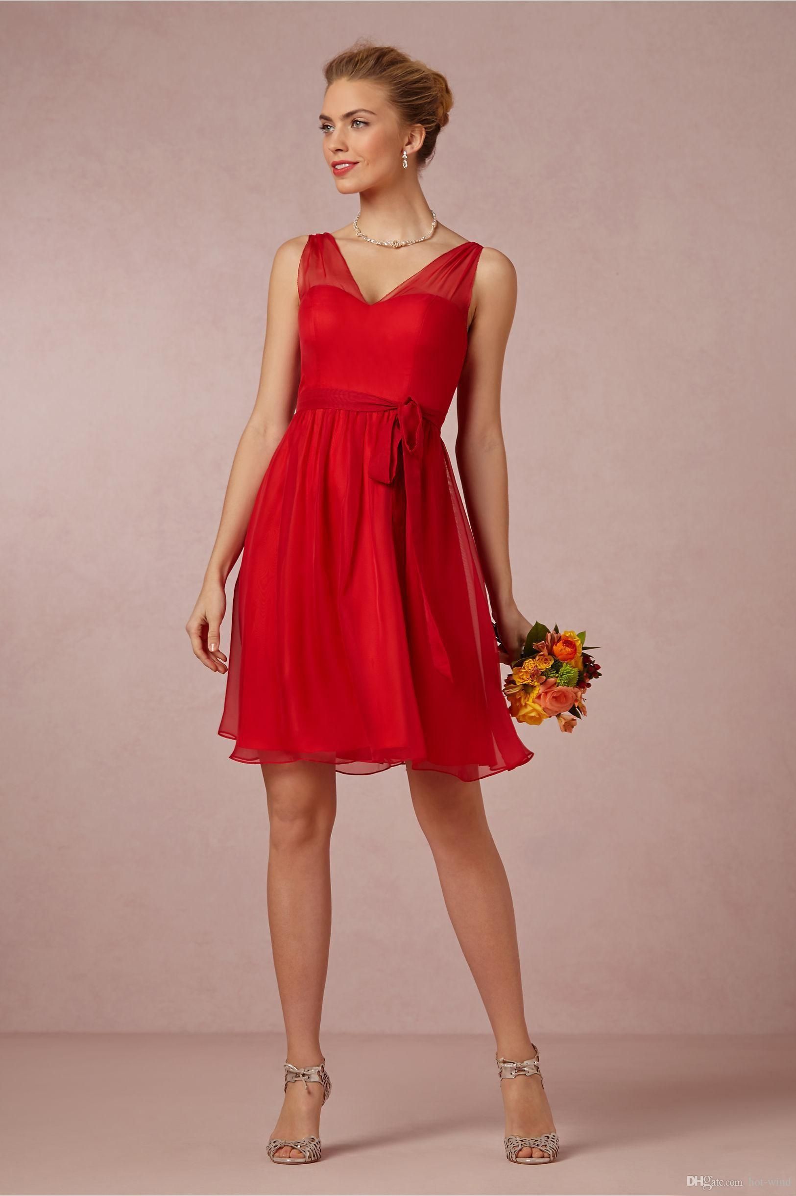 short red flowy dress
