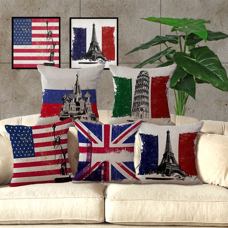 Ree Shipping Square Linen Home Decorative Union Jack Us Flag