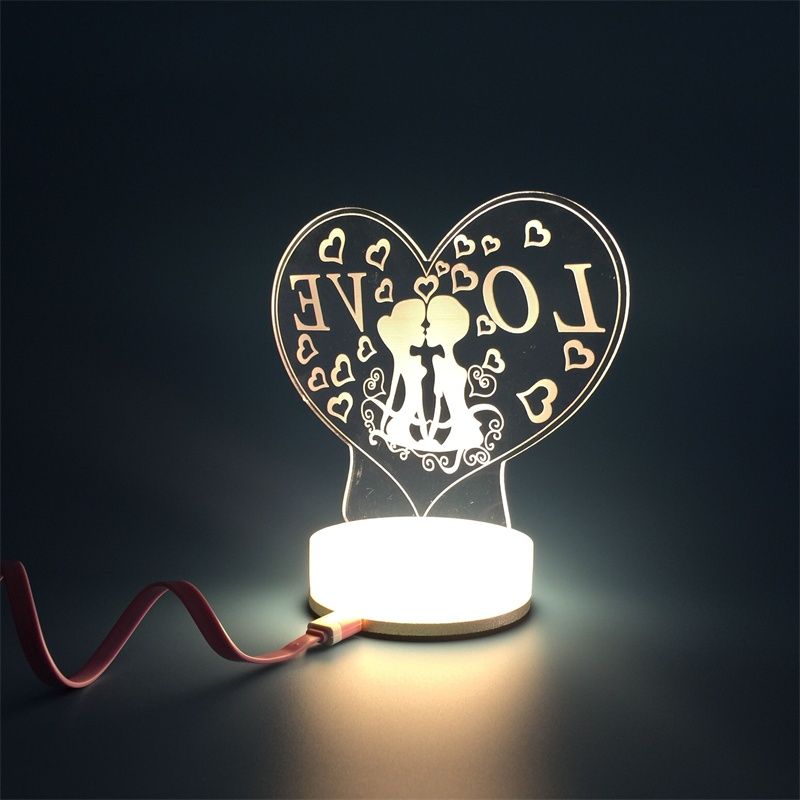 2018 3d Small Desk Lamp Usb Bluetooth Love Art Colorful Diy Led Love