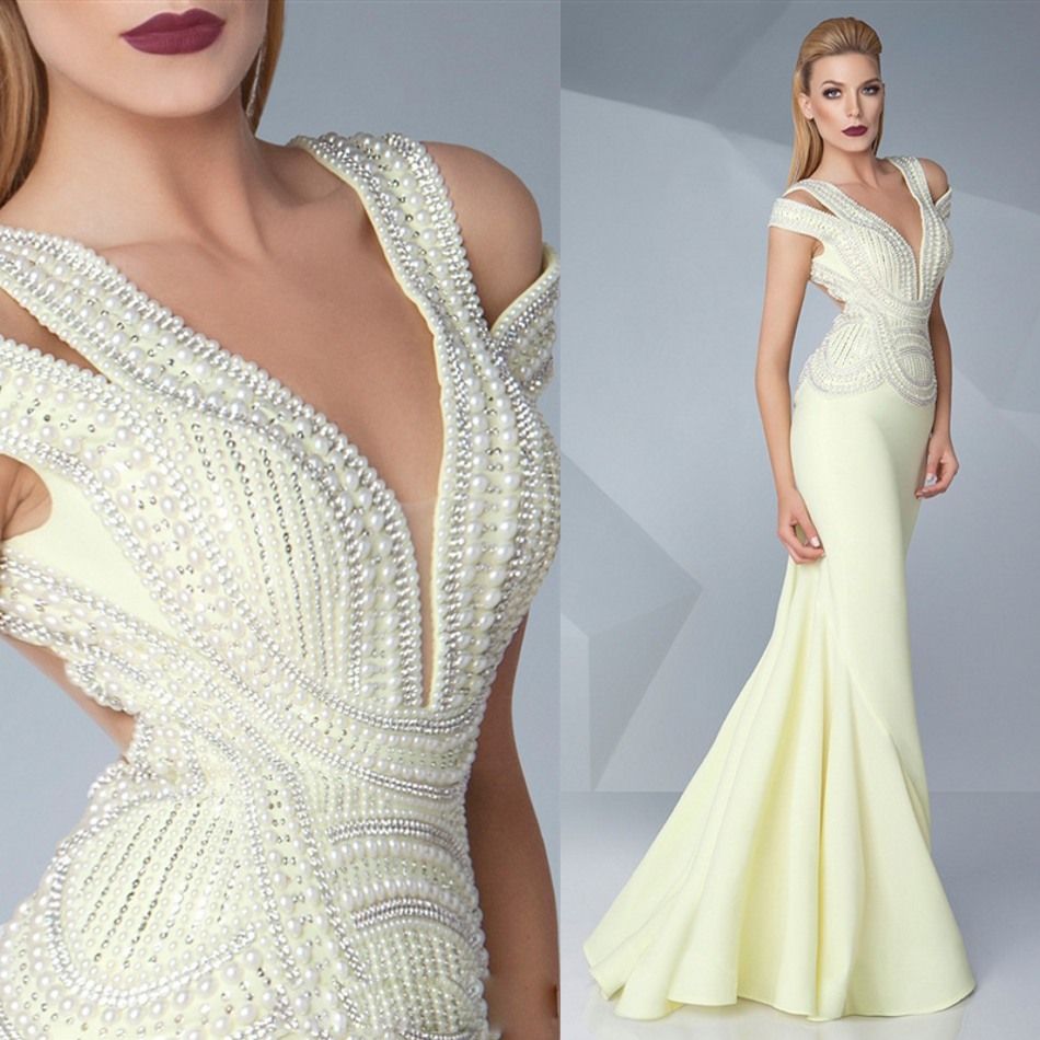 evening gown with plunging neckline