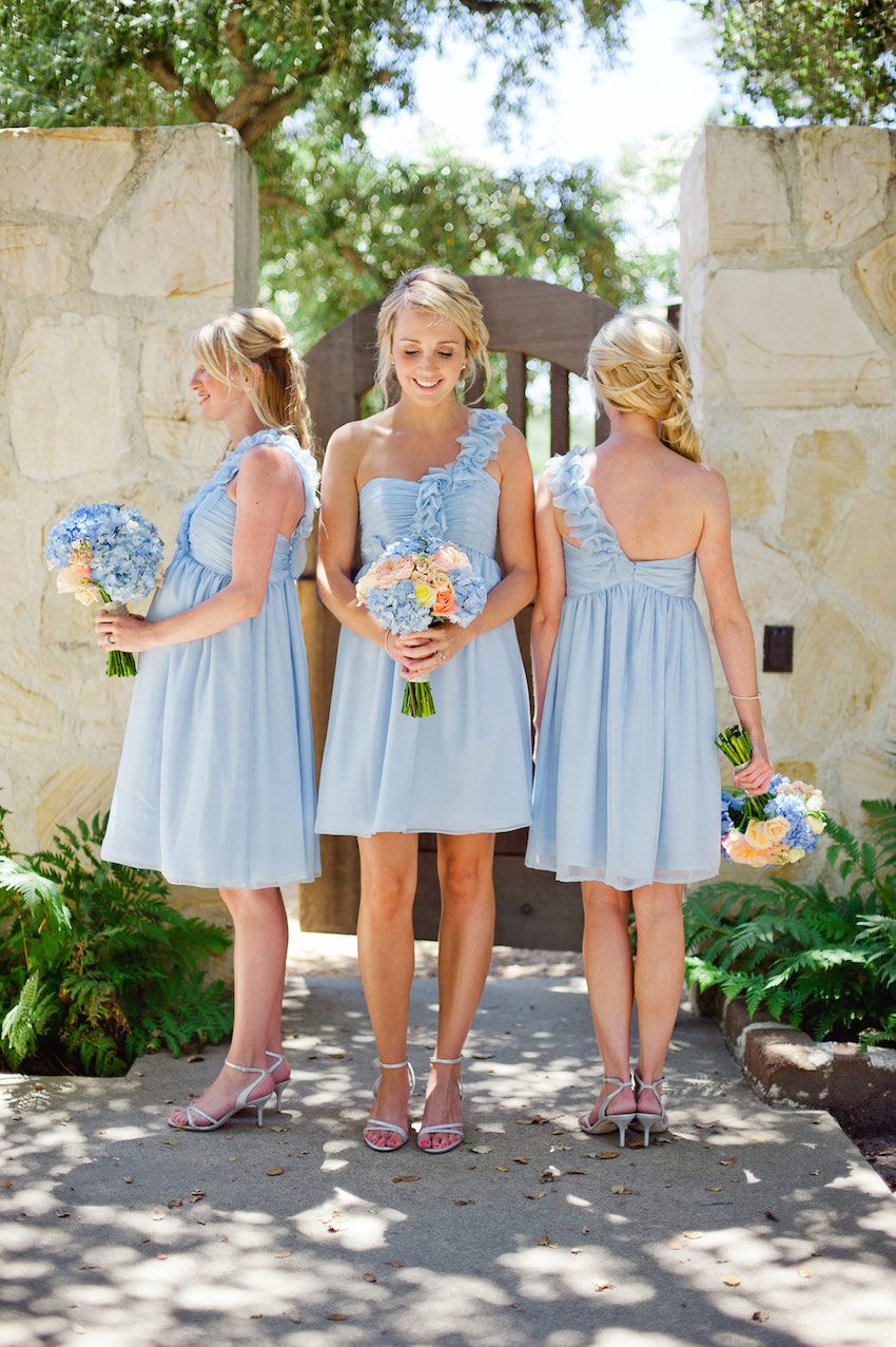 Dusty blue bridesmaid dresses sales short