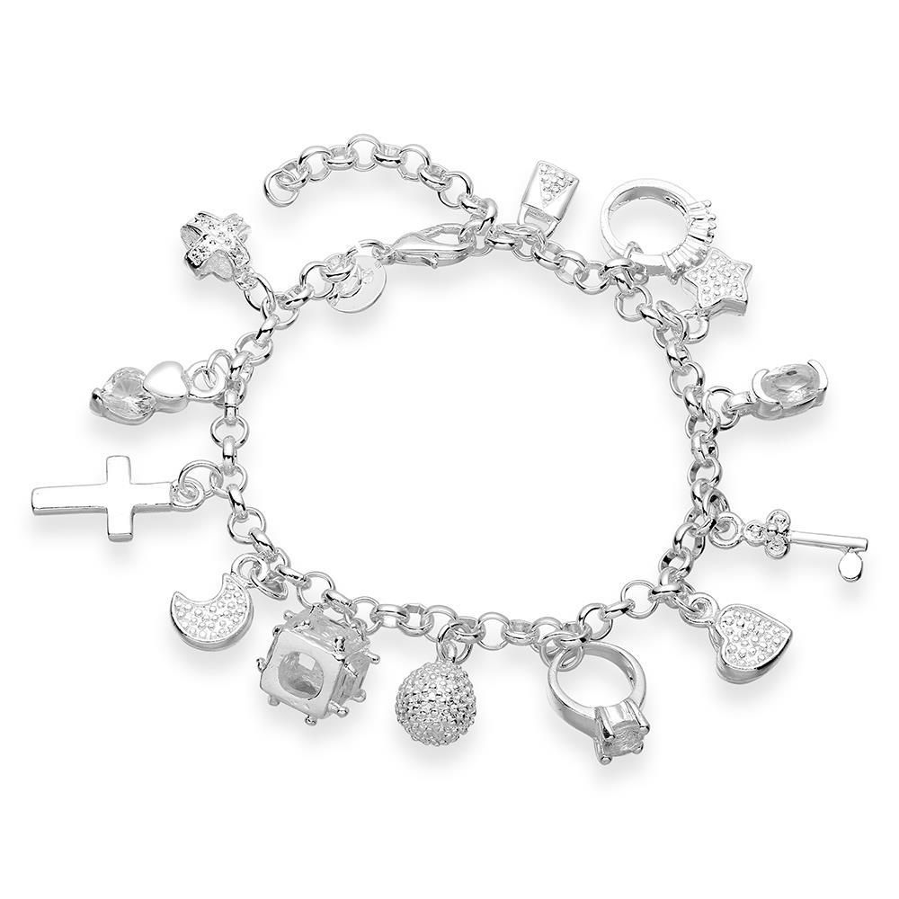 Round Flower Charm Bracelet 925 Sterling Silver Women Jewellery Valentine Gifts