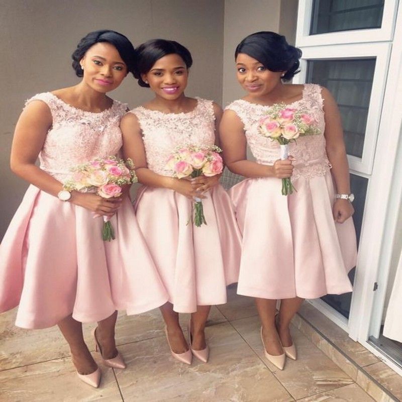 blush pink short bridesmaid dresses