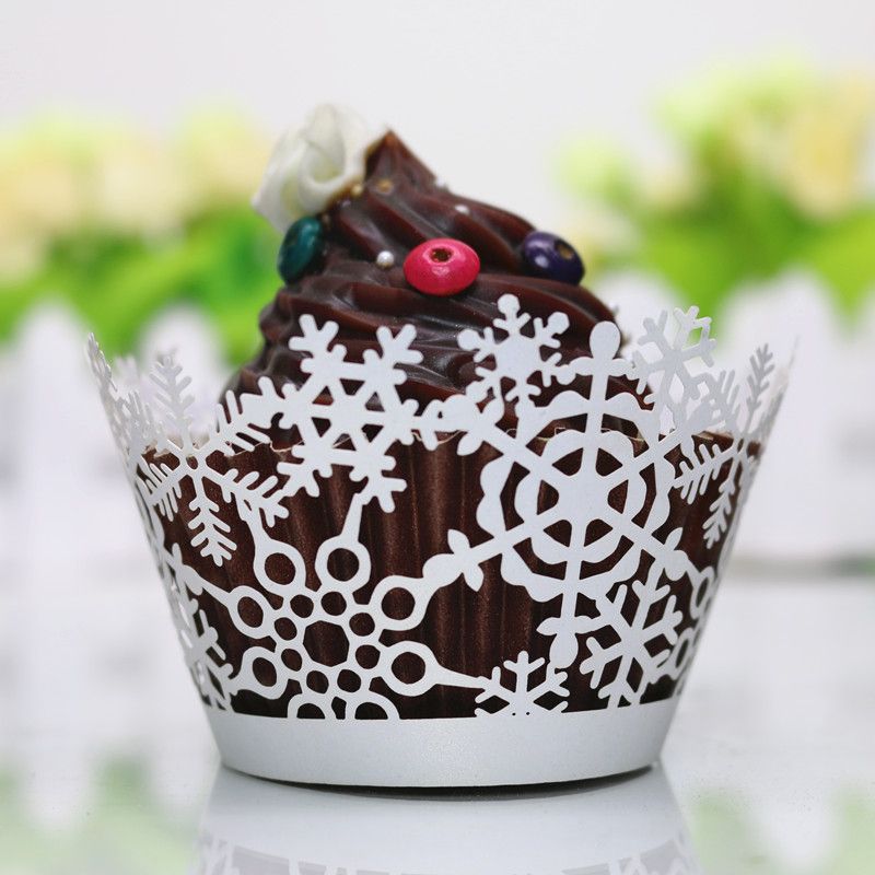 White Cupcake Box Christmas Cupcake Wrapper Floral Design Laser