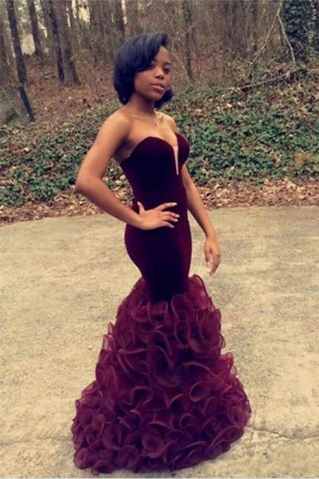 burgundy prom dresses 2016 Chinese Style Prom Dresses 2016 Vintage Sleeveless Applique Lace Flowers Ruffle Burgundy Satin Dress