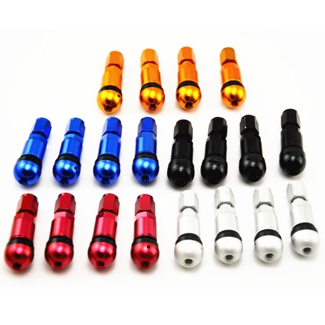 4X Bolt in stelo acciaio per ruote valvole pneumatici include tappi parapolvere