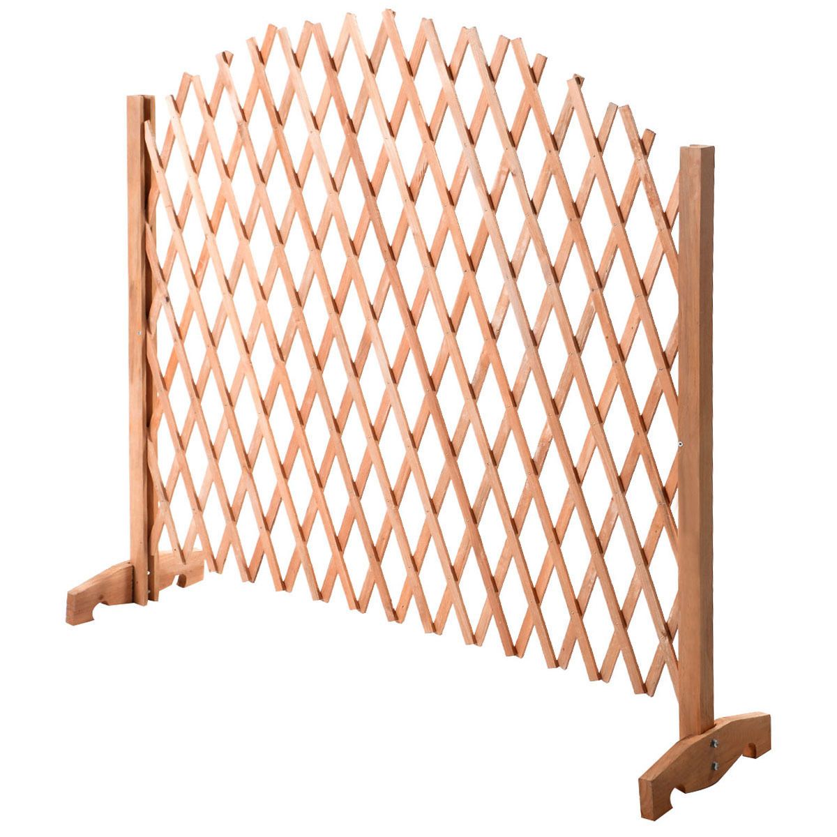 expanding portable fence wooden screen pet gate kid safety dog lawn patio garden