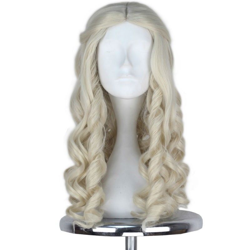 Women Girl S White Long Blonde Curly Queen Style Hair Halloween