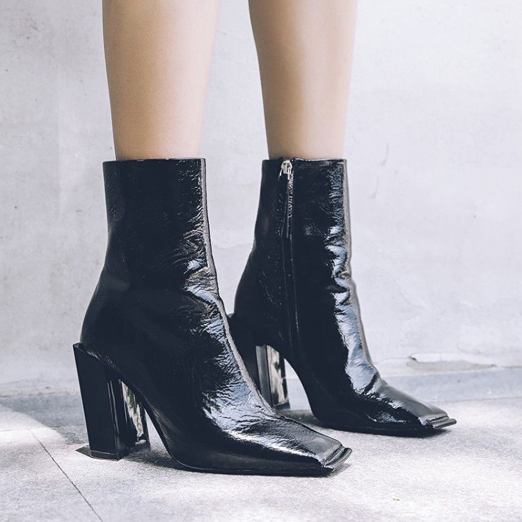 Acquistare Stivaletti Martin In Pelle Nera Antistrappo Tacchi Alti Punta  Quadrata Stivali Moda Donna Economico | Consegna Veloce E Qualità |  It.Dhgate