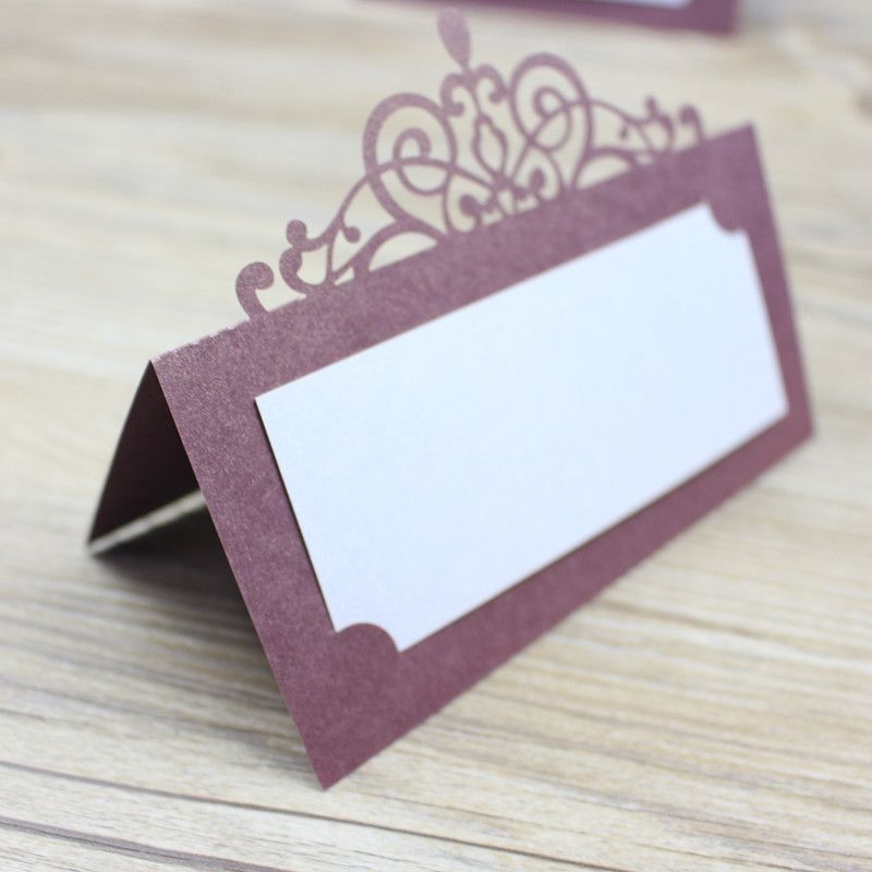 Burgundy Wedding Place Card Crown Laser Cutting Table Name Card Wedding Table Decorations Multi Colors Custom Size Handmade Wedding Invitation Ideas Handmade Wedding Invitations Ideas From Milashao 0 16 Dhgate Com