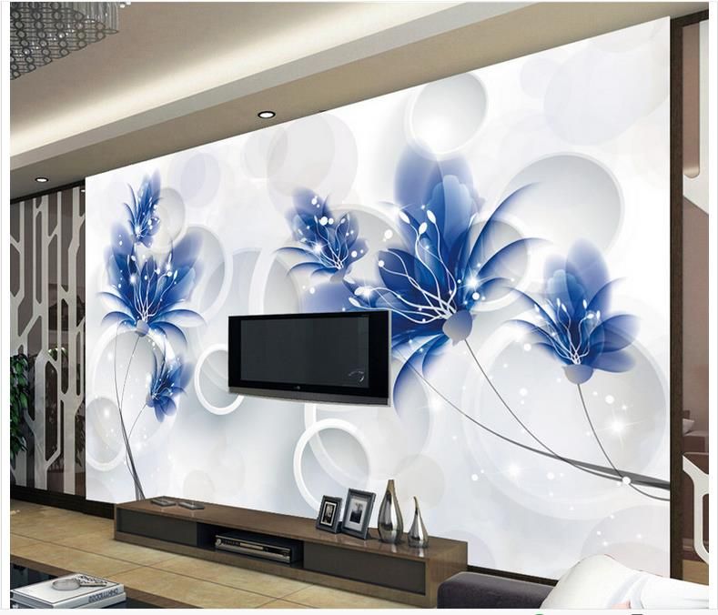 3D photo wallpaper custom wall murals wallpaper mural fashion Blue romantic  flowers 3d tv background wall