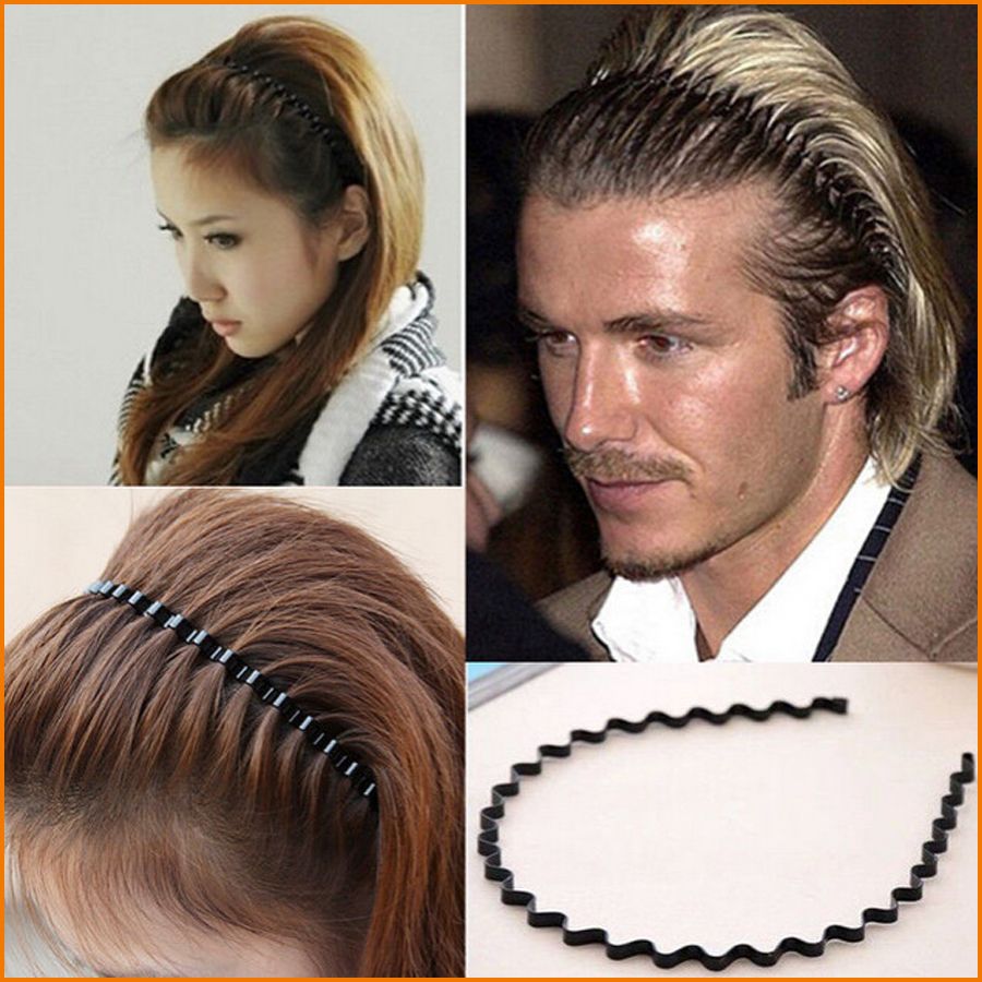Mens Women Unisex Black Wavy Hair Accessories Head Hoop Band Sport